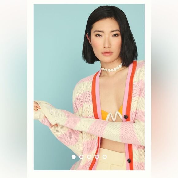 Kule The Raven Cardigan Sweater Size Small Striped Button Front Anthropologie - Picture 3 of 10